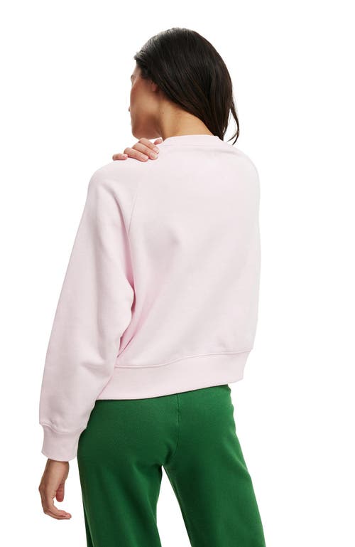 Shop Cotton On Classic Fleece Graphic Raglan Crew Sweatshirt In California Apple Stand