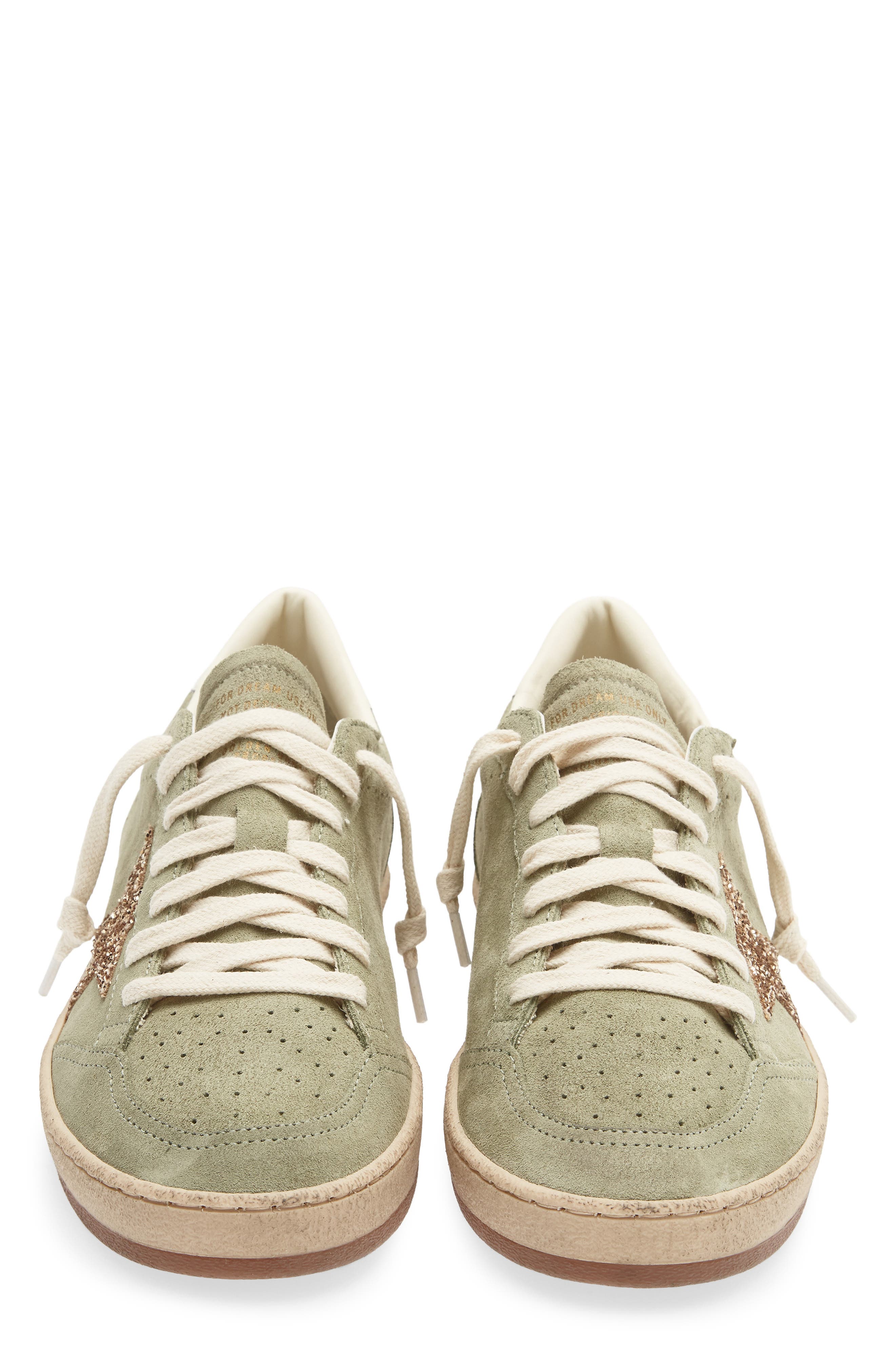 Ball Star Glitter Low Top Sneaker, Alternate, color, SAGE/ GOLD/ CREAM