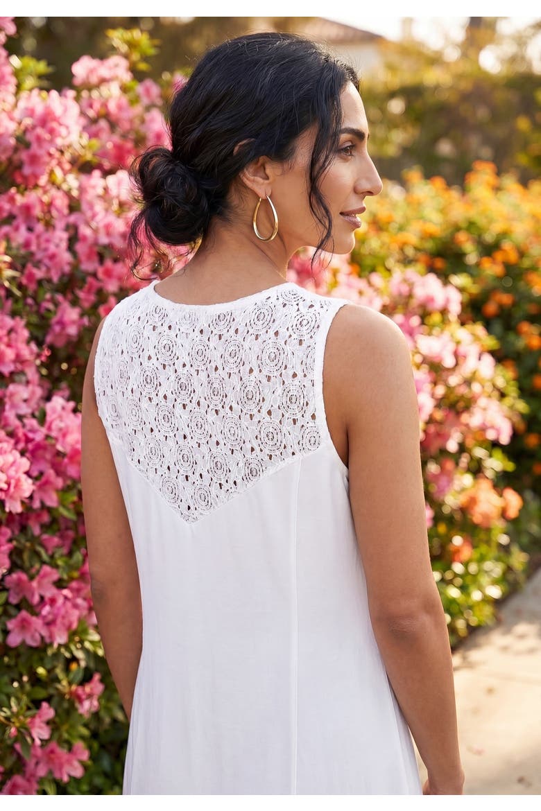 Stretch Cotton Crochet Back Maxi Dress, Alternate, color, WHITE