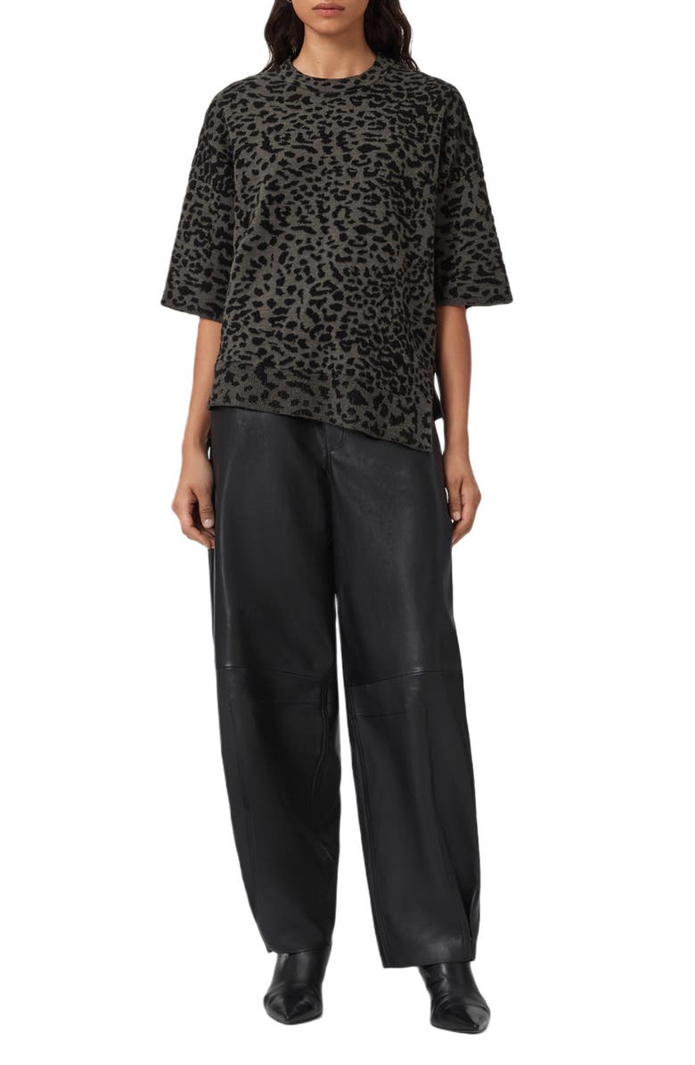 AllSaints Lenny Animal Print Cotton T-Shirt, Alternate, color, Khaki Brown