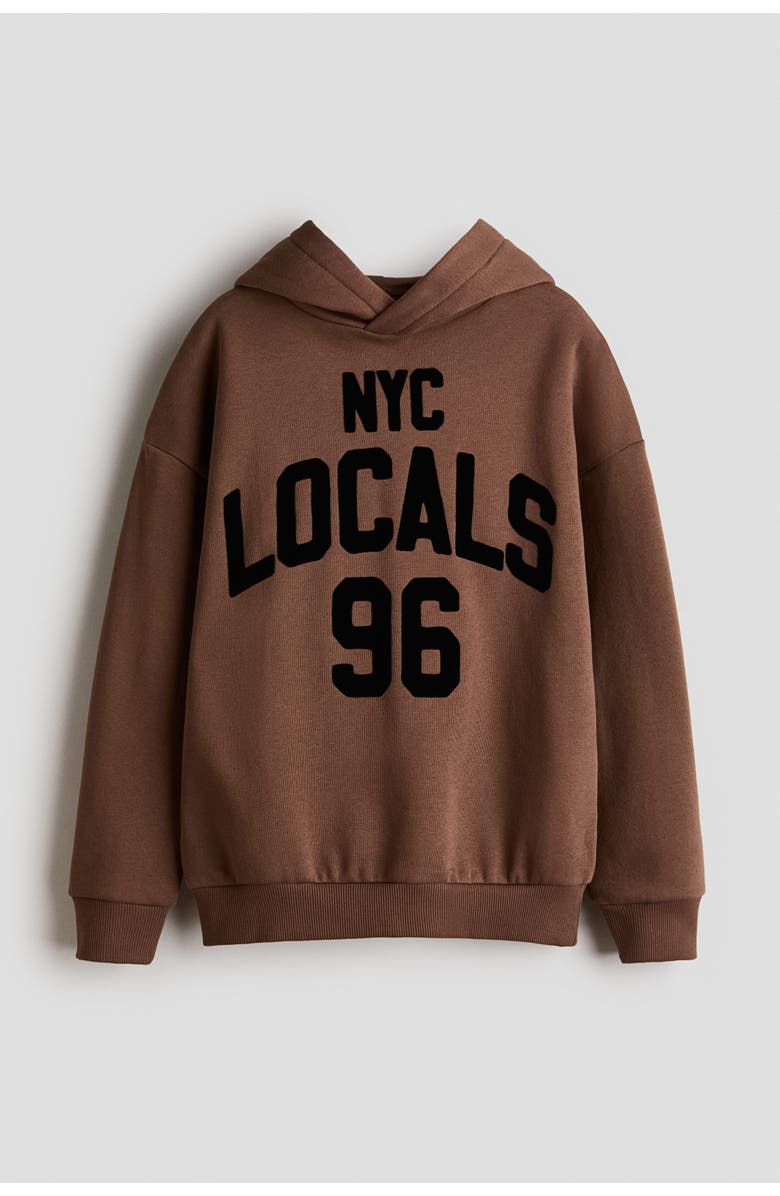 H&M Printed Hoodie, Main, color, Brown/Nyc