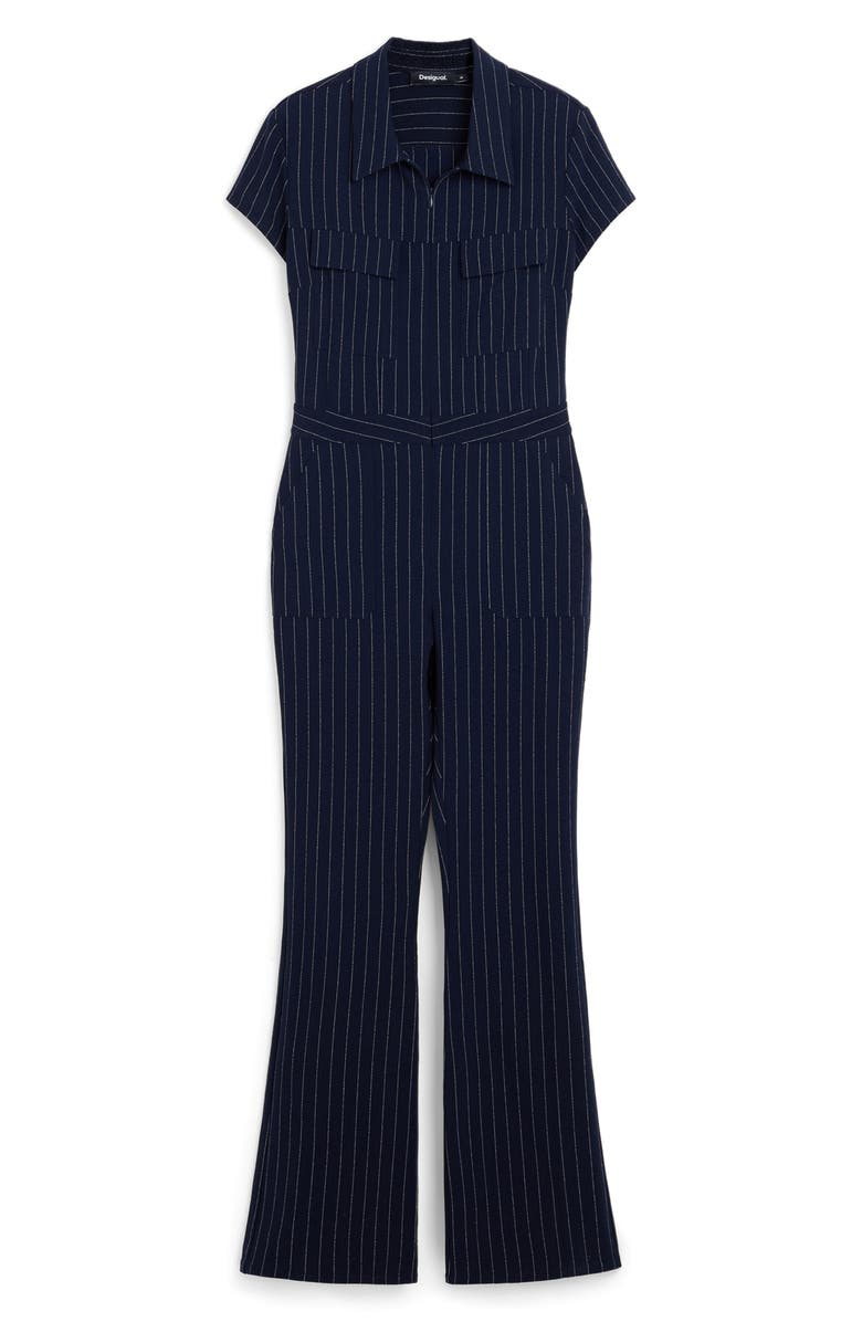 Desigual Pinstripe Bootcut Jumpsuit, Alternate, color, Blue