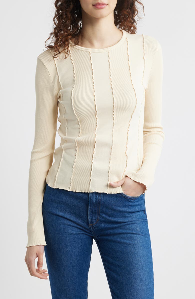 Nation LTD Nico Seam Rib Organic Cotton Top, Main, color, Parchment