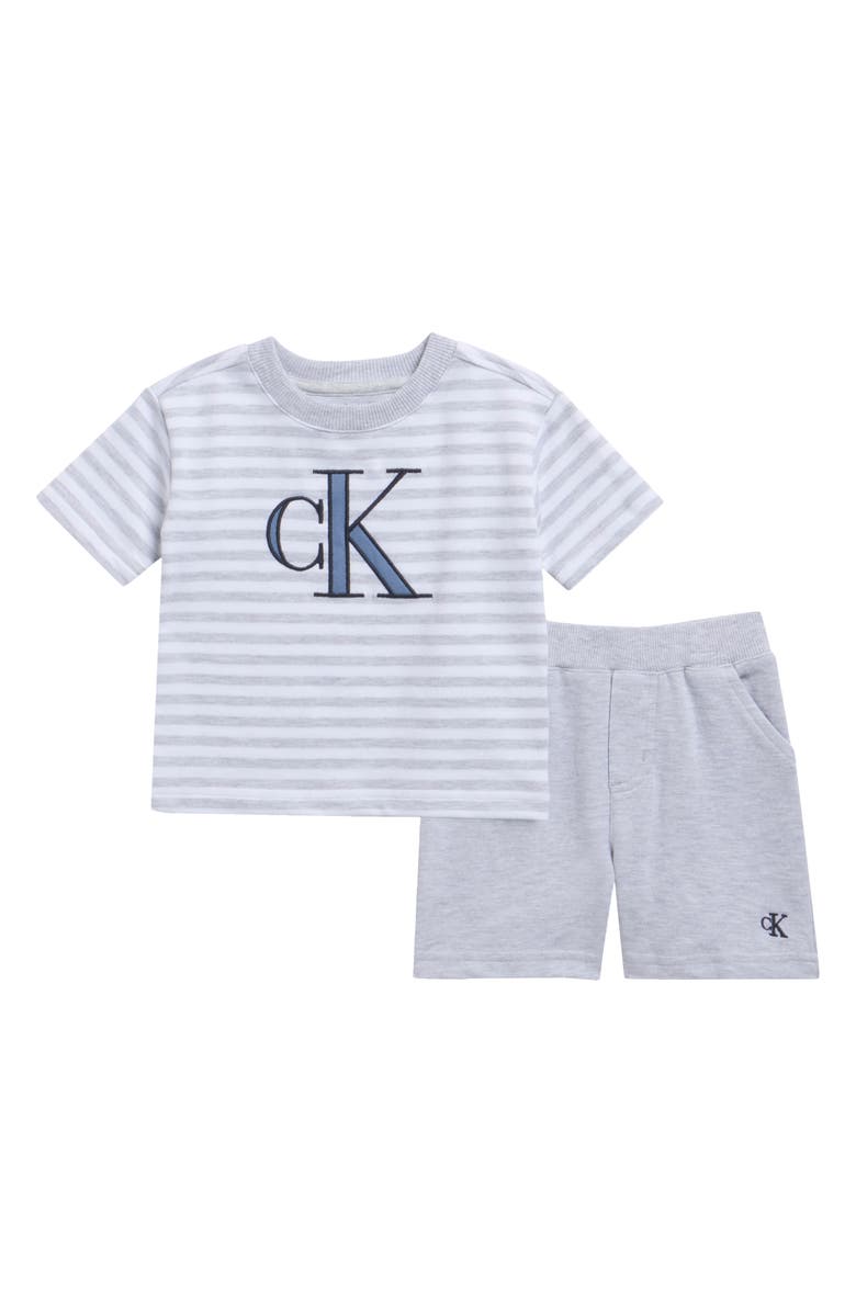 Calvin Klein Kids' Stripe T-Shirt & Cargo Set, Main, color, Grey Multi