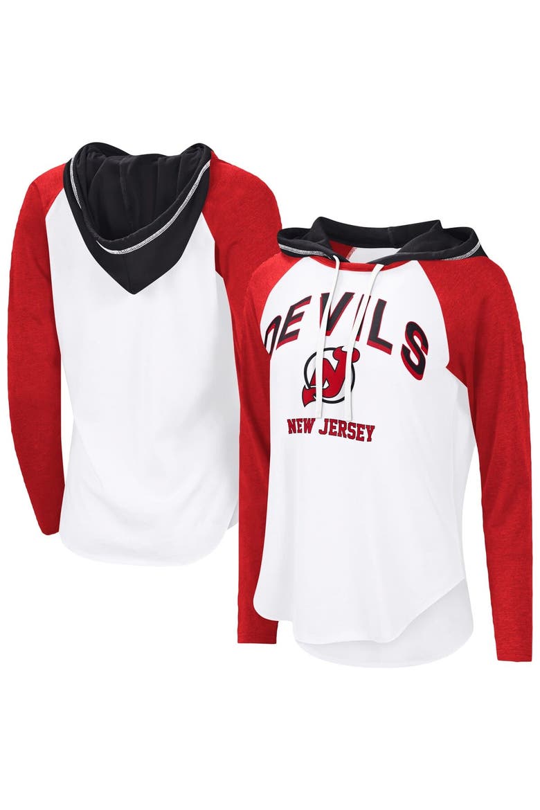 Women's G-III 4Her by Carl Banks  White New Jersey Devils VIP Raglan Long Sleeve Hoodie T-Shirt, Main, color, White