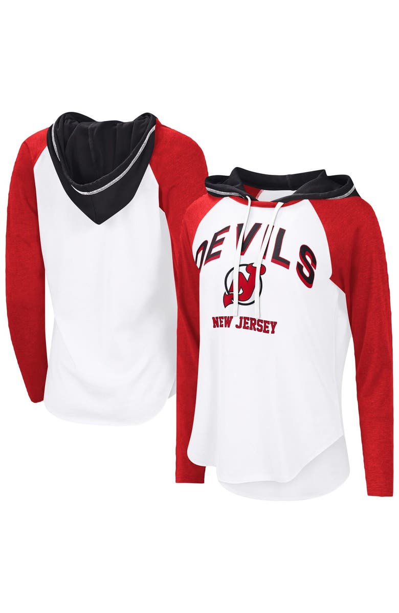 G-III 4HER BY CARL BANKS Women
s G-III 4Her by Carl Banks  White New Jersey Devils VIP Raglan Long Sleeve Hoodie T-Shirt, Main, color, White