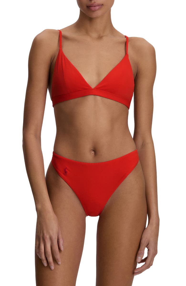 Polo Ralph Lauren Triangle Bikini Top, Alternate, color, Bright Poppy