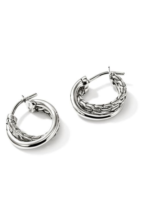 John Hardy Jh Essential Crossover Hoop Earrings In Silver