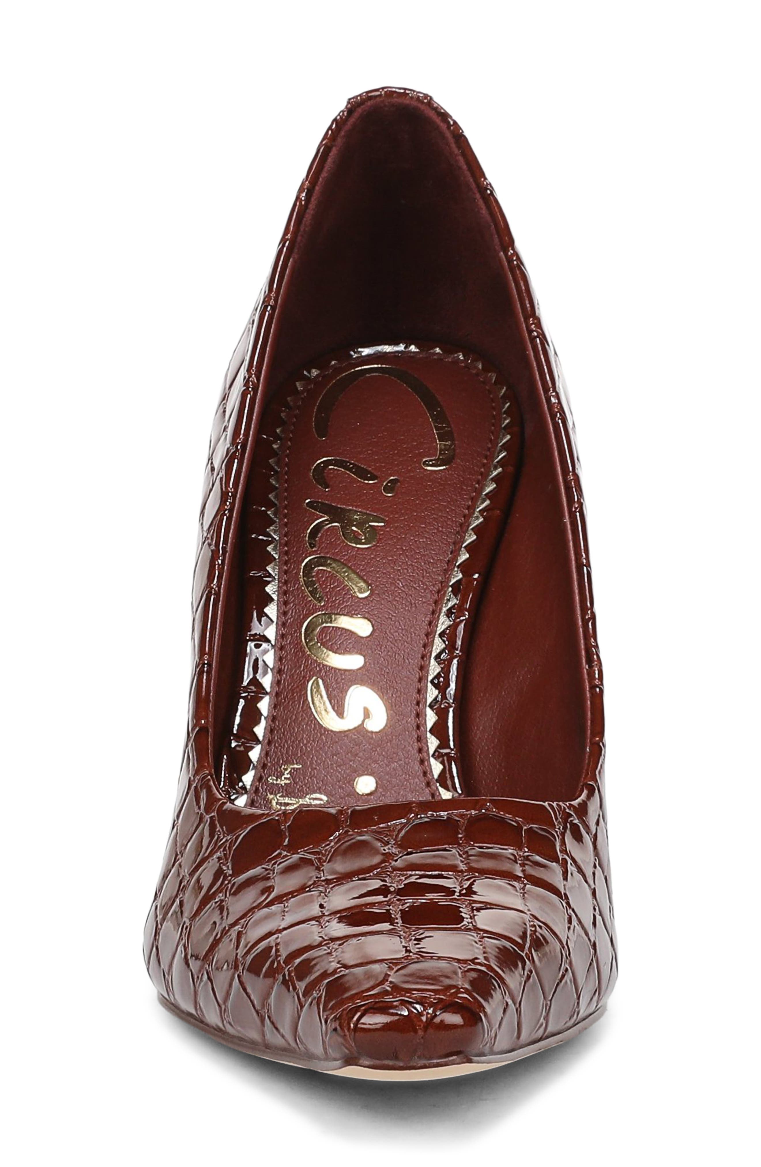 Solenne Croc Embossed Pump, Alternate, color, LIGHT BROWNIE BATTER