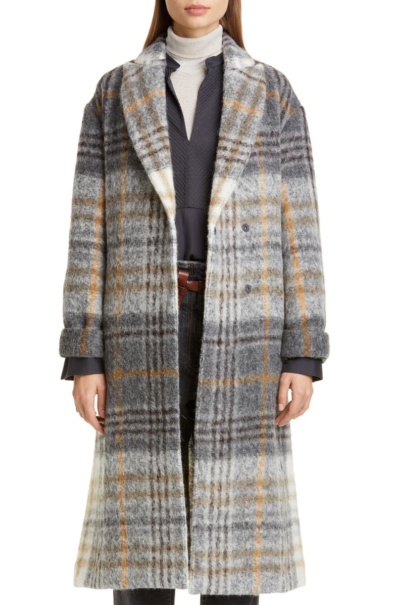 Brunello Cucinelli Plaid Trench Coat, Main, color, 