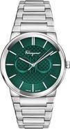 FERRAGAMO Green Dial Bracelet Strap Watch, 41mm