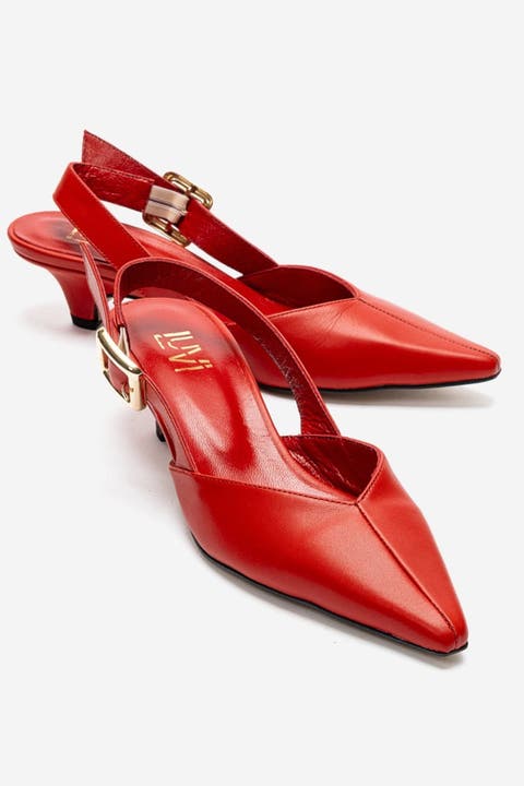 Dioris Leather Slingback Kitten Heel Pump
