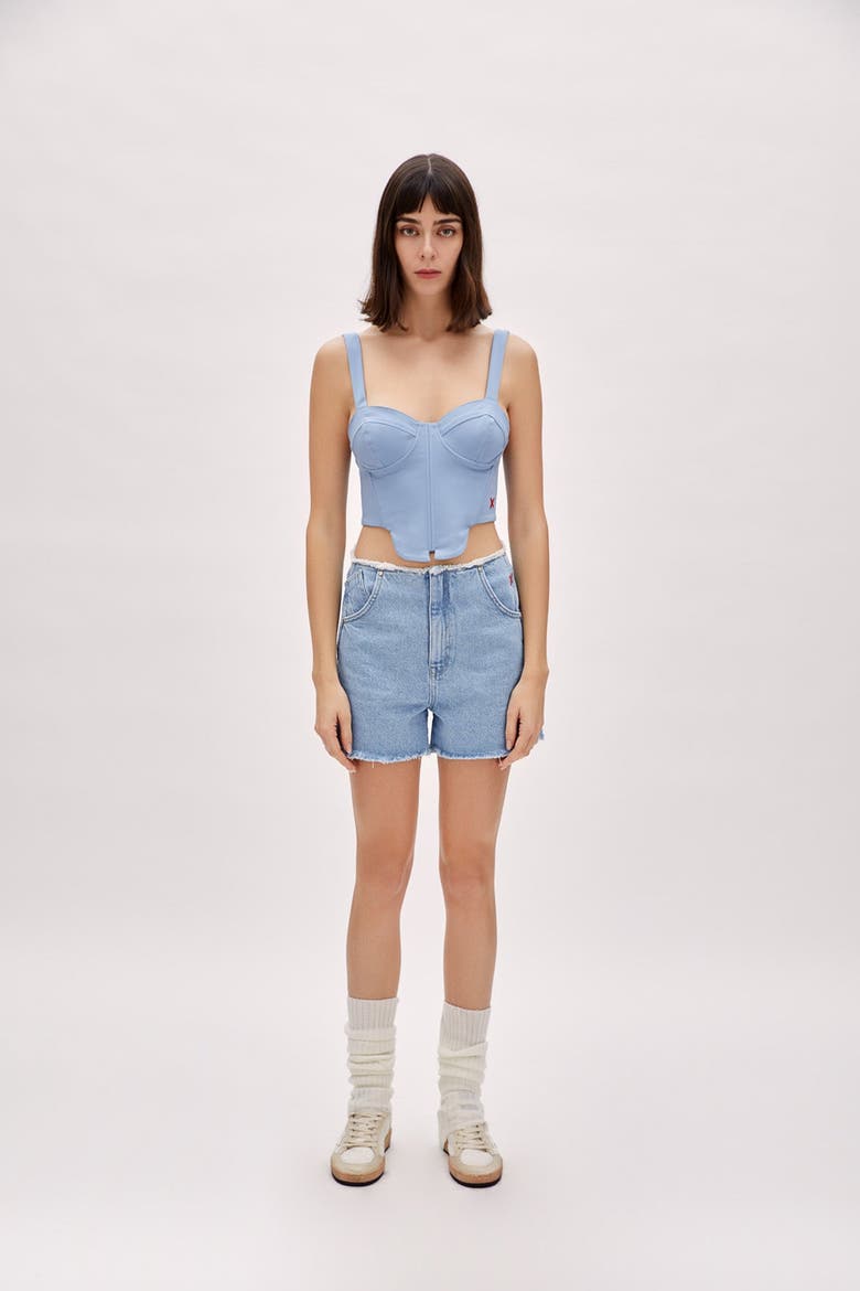Cotton Woven Corset Top, Alternate, color, BLUE