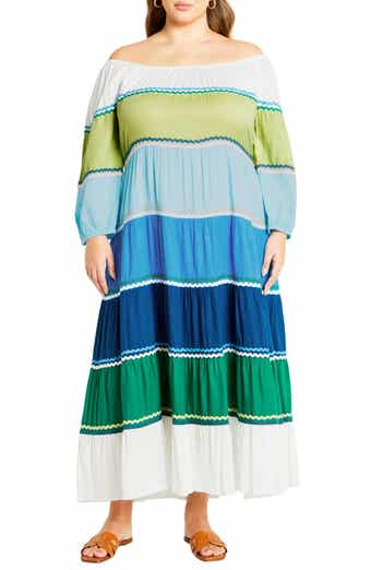 City Chic Color Fun Off the Shoulder Maxi Dress