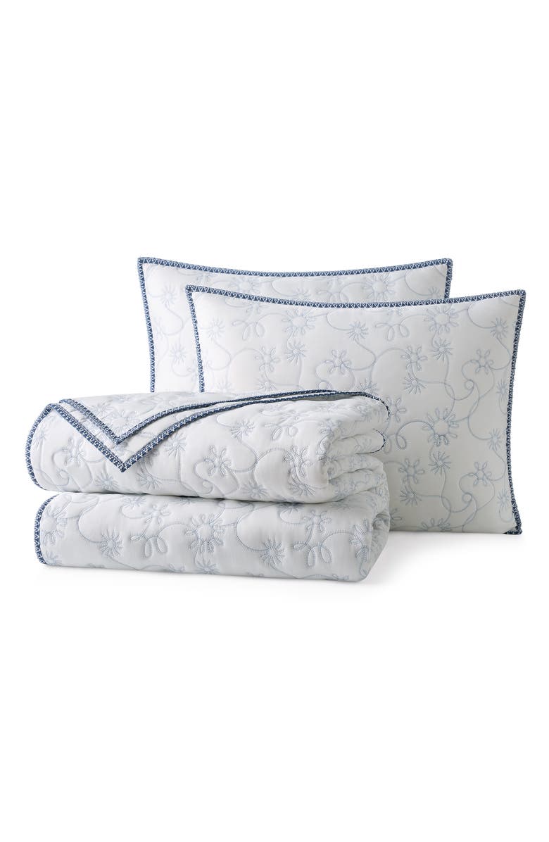 UGG<sup>®</sup> Botanic Embroidered Quilt & Shams Set, Main, color, Snow/ Lilac Hint