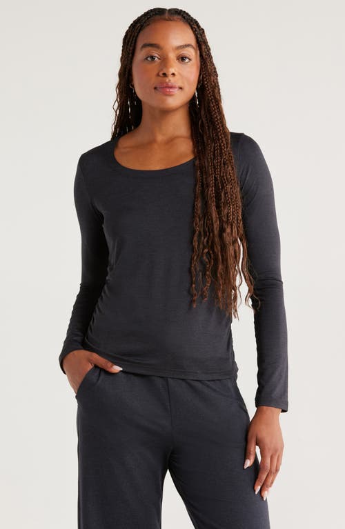 Zella Restore Soft Lite Ruched Long Sleeve T-shirt In Black