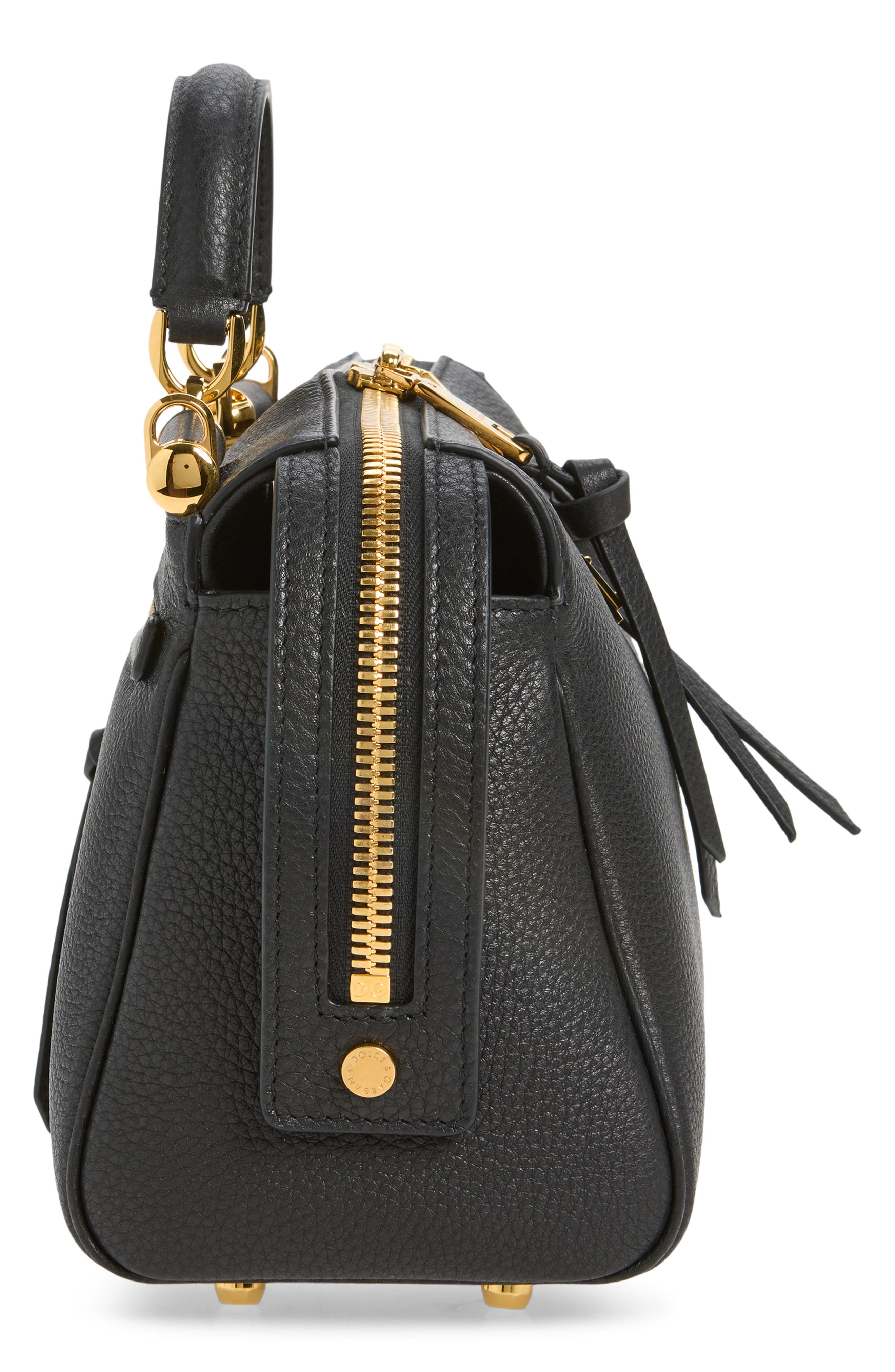 Vittoria Leather Top Handle Bag, Alternate, color, 80999 NERO