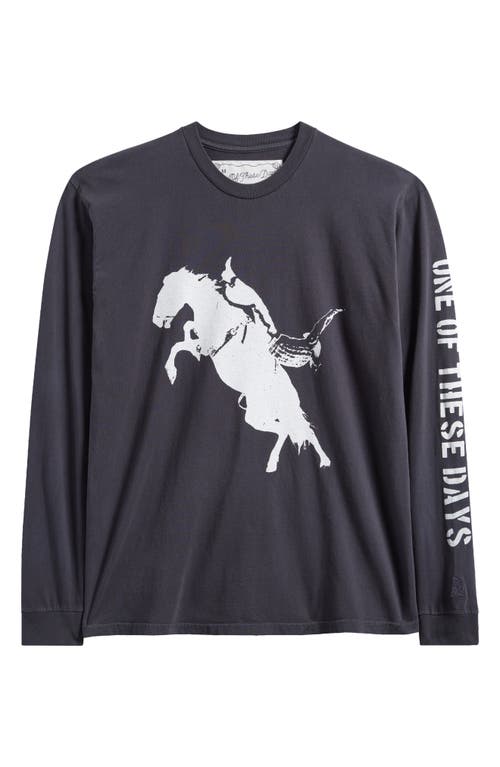 One Of These Days Fallin Rain Long Sleeve Graphic T-shirt In Washed Black