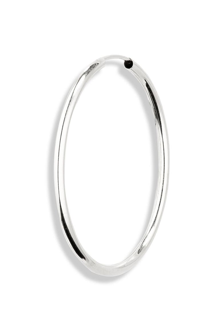 Essentials 14K Gold Thin Hoop Earrings, Alternate, color, WHITE GOLD
