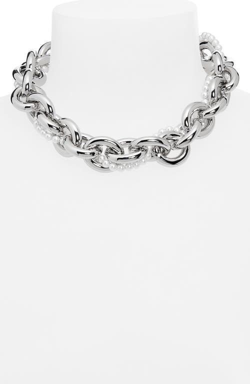Simone Rocha Xl Faux Pearl Chain Necklace In Silver