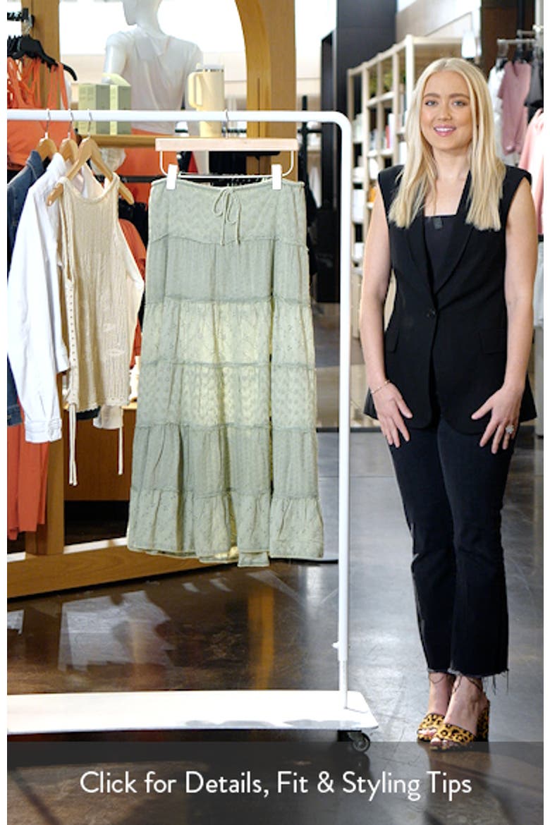 Embroidered Eyelet Tiered Cotton Maxi Skirt video