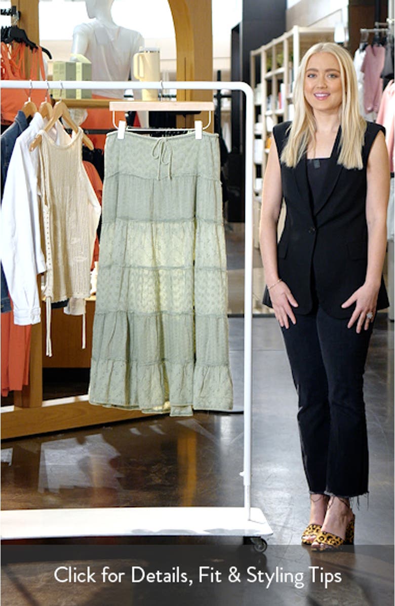 Embroidered Eyelet Tiered Cotton Maxi Skirt, sales video thumbnail