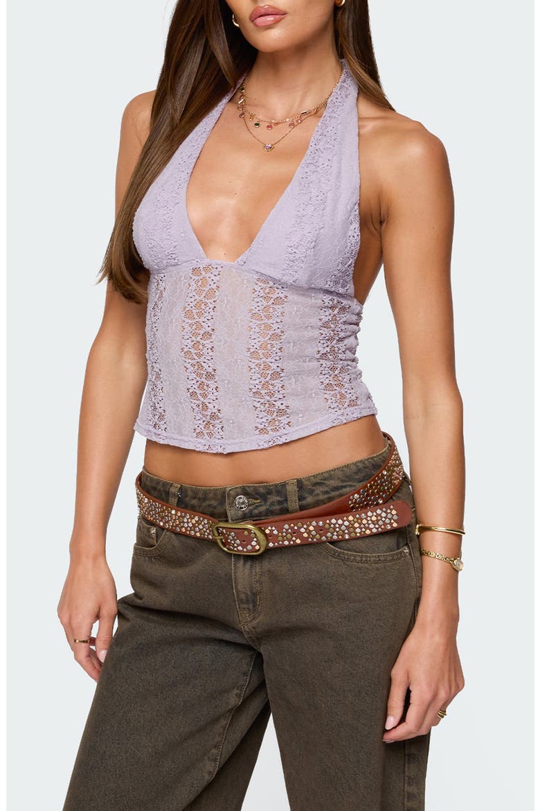 Naya Textured Lace Halter Top, Main, color, LILAC