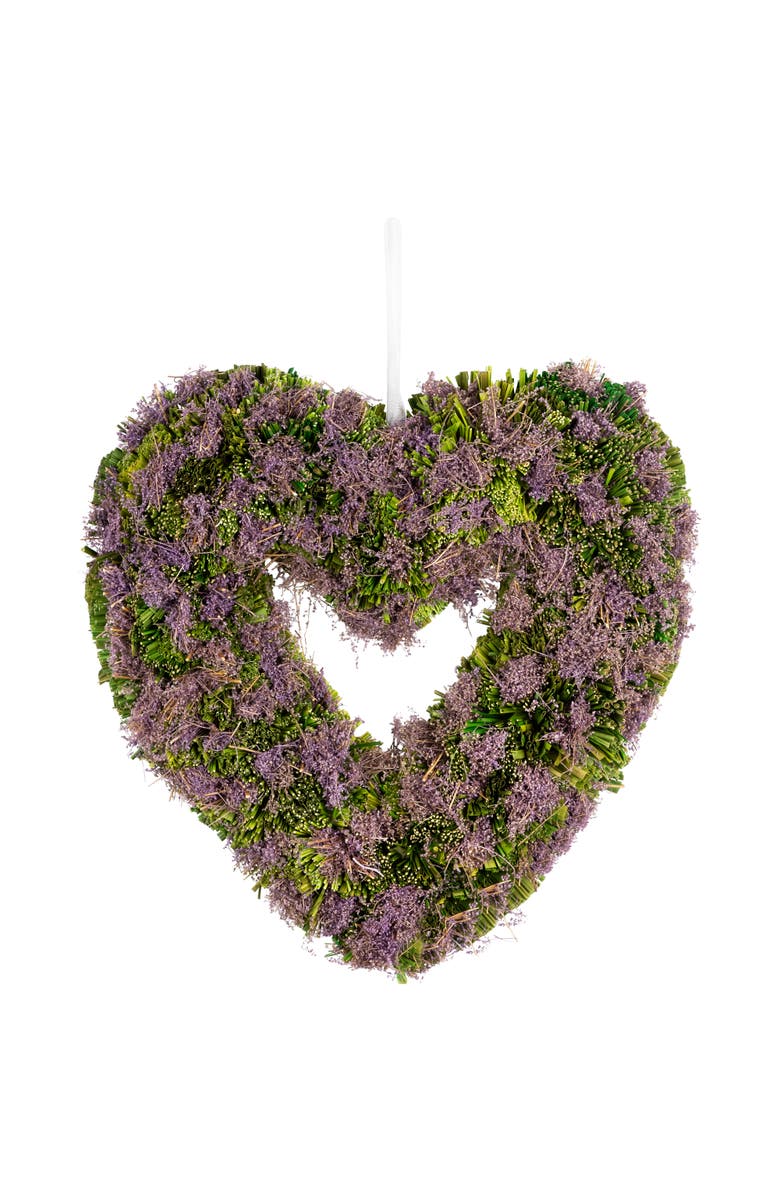 Northlight Moss and Twig Valentine's Day Heart Artificial Wreath - 14.5" - Purple, Main, color, Purple