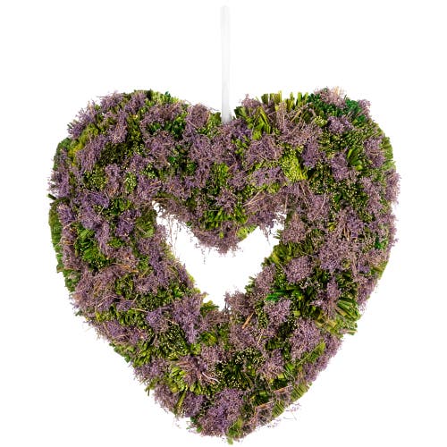 Northlight Moss And Twig Valentine's Day Heart Artificial Wreath In Purple