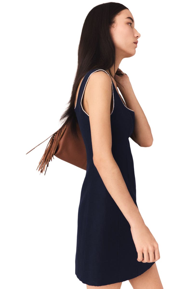 maje Short linen-blend dress, Alternate, color, Navy