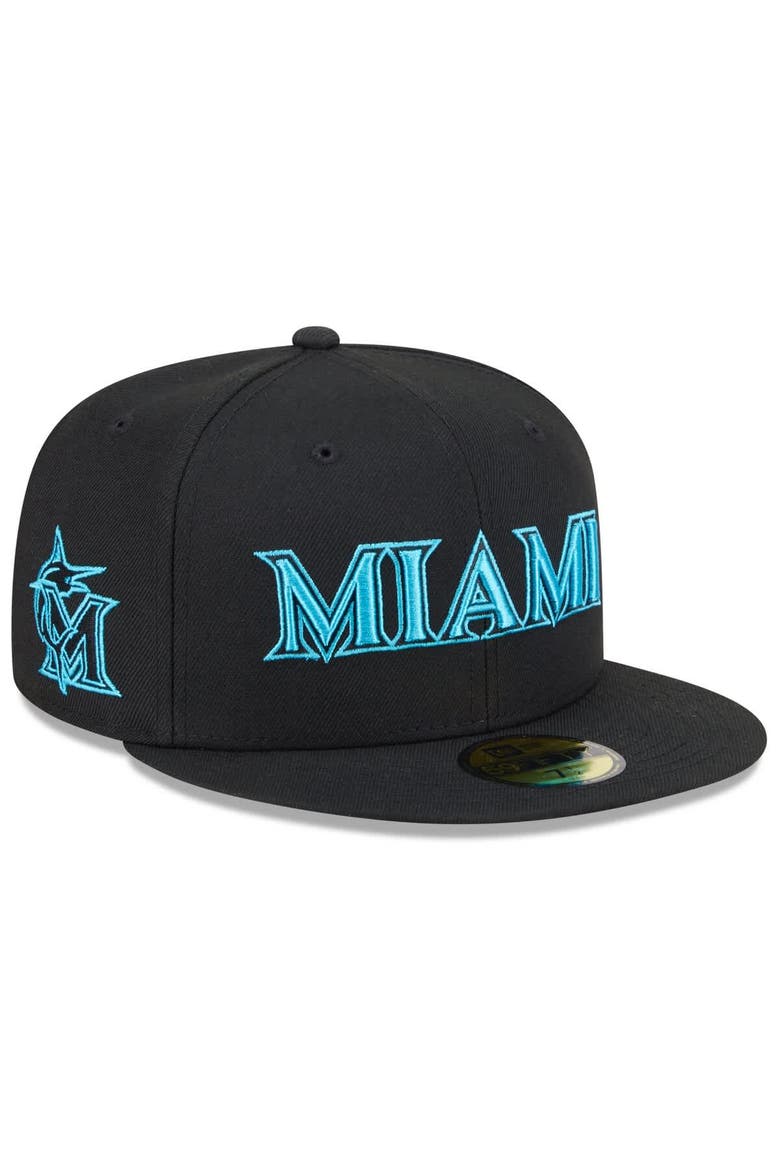 Men's New Era Black Miami Marlins 2025 City Connect 59FIFTY Fitted Hat, Alternate, color, Black