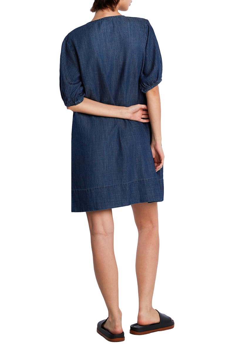 V-Neck Denim Dress, Alternate, color, DARK BLUE WASH