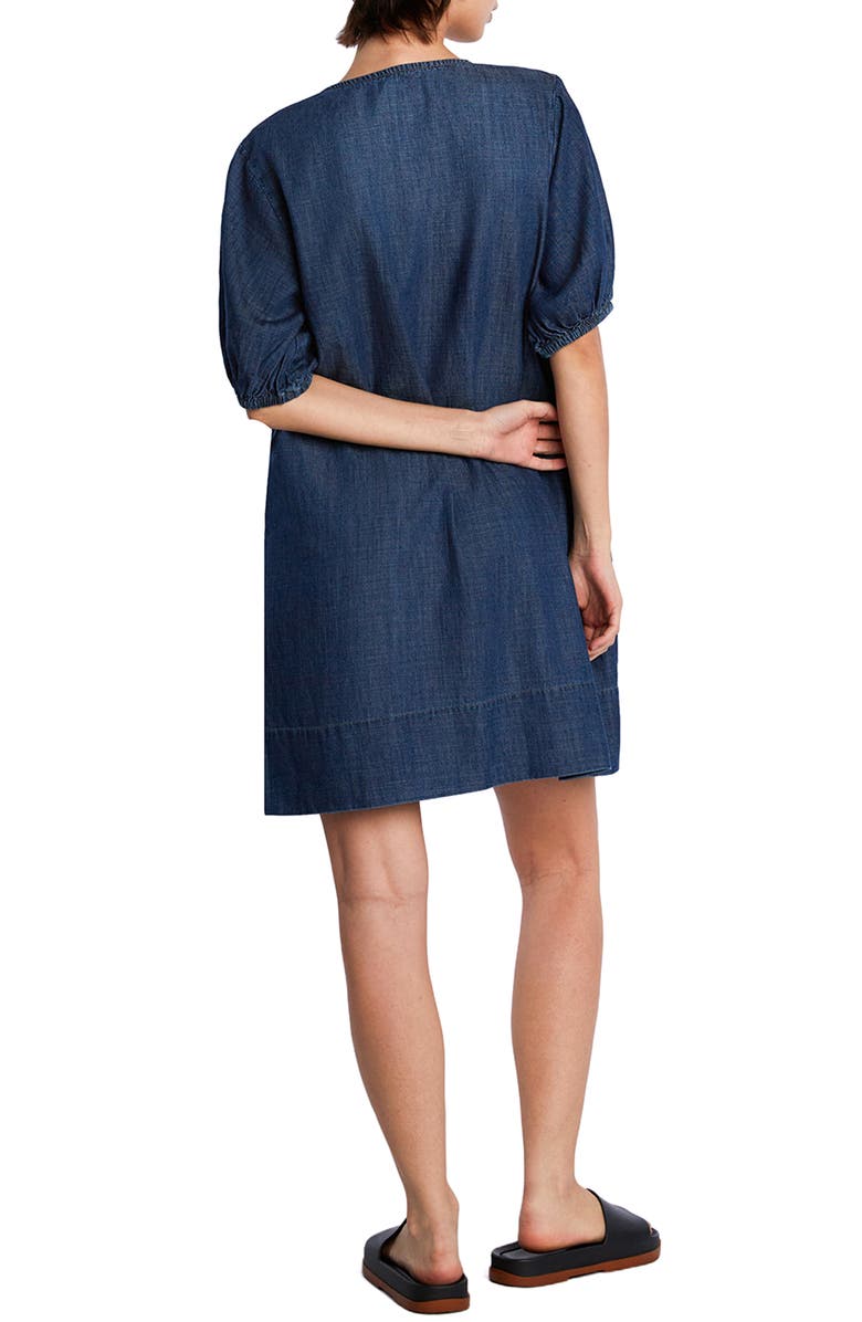Wash Lab Denim V-Neck Denim Dress, Alternate, color, Dark Blue Wash