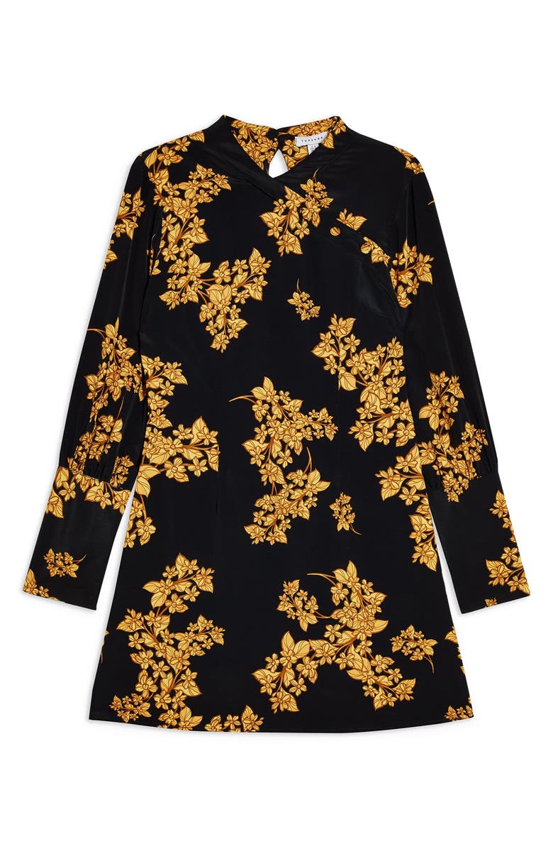 Topshop Floral Print Long Sleeve Minidress, Alternate, color, 