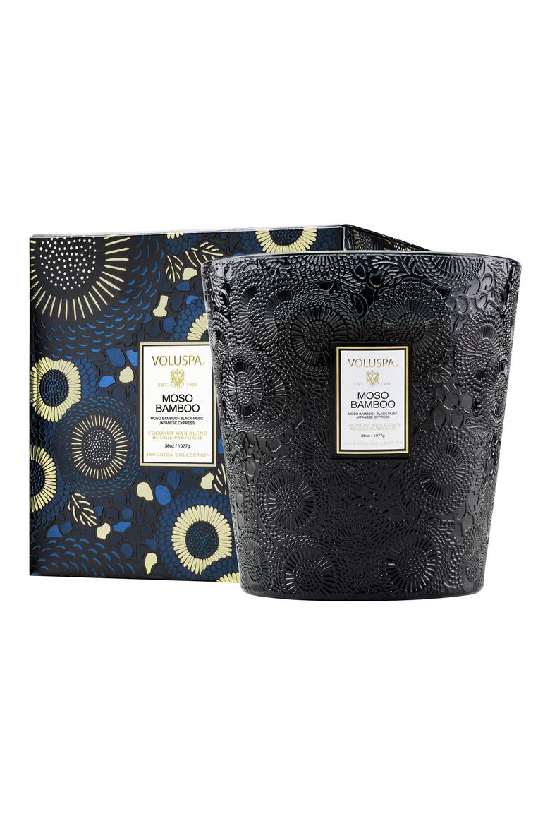 Moso Bamboo Three-Wick Hearth Candle, Main, color, NO COLOR