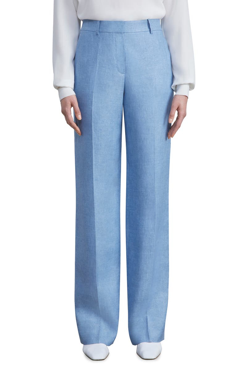 Lafayette 148 New York Gates Straight Leg Linen Trousers, Main, color, 