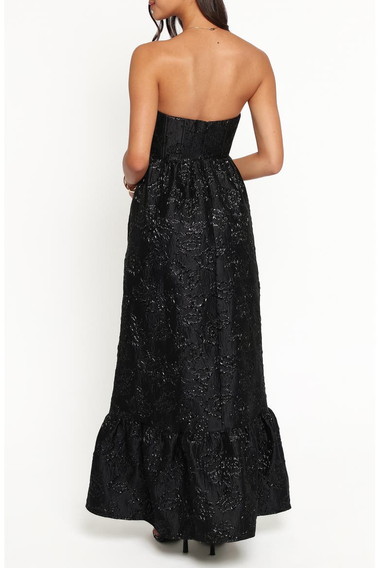 Delphira Brocade Strapless Maxi Dress, Alternate, color, BLACK BROCADE