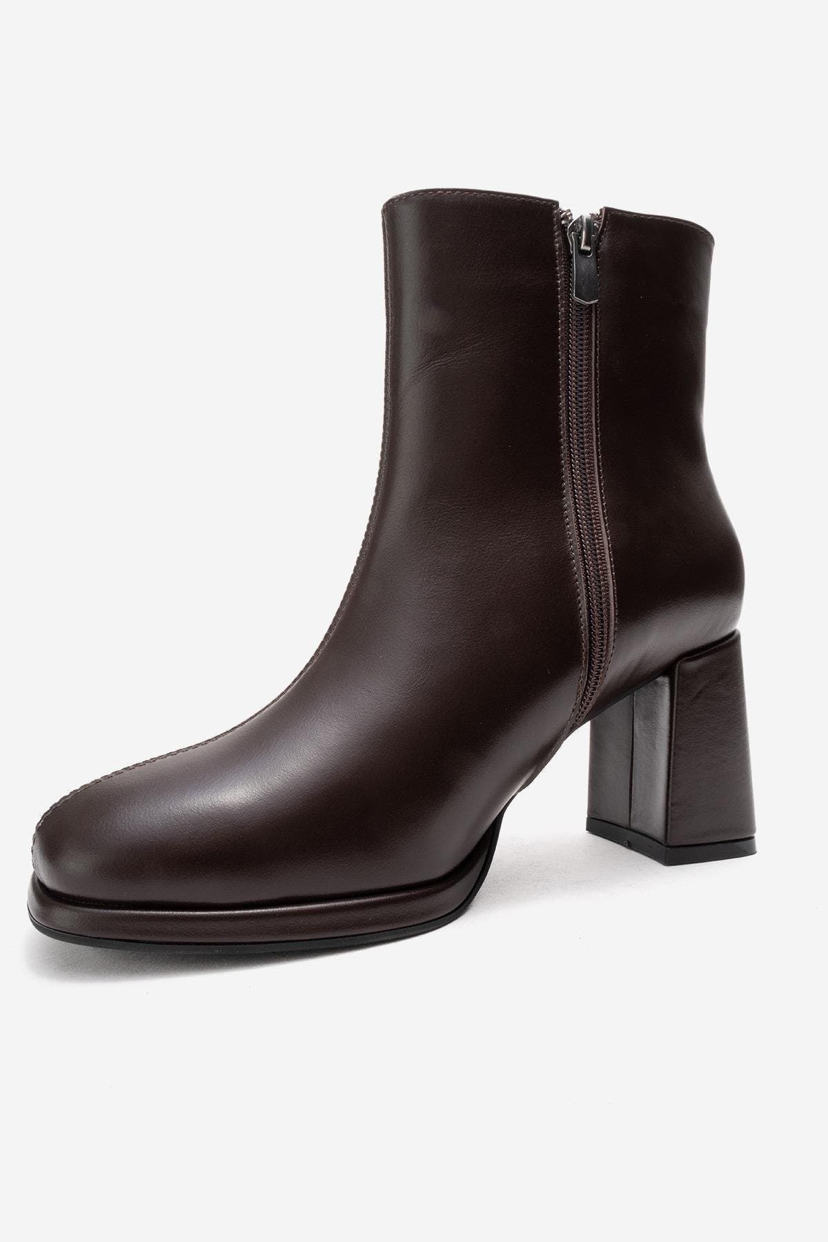 Napoli Leather Block Heel Boot, Alternate, color, Brown
