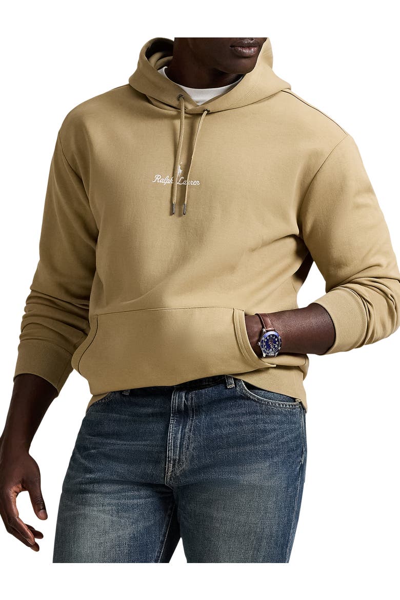 Big & Tall Logo Double-Knit Hoodie, Main, color, SURREY TAN