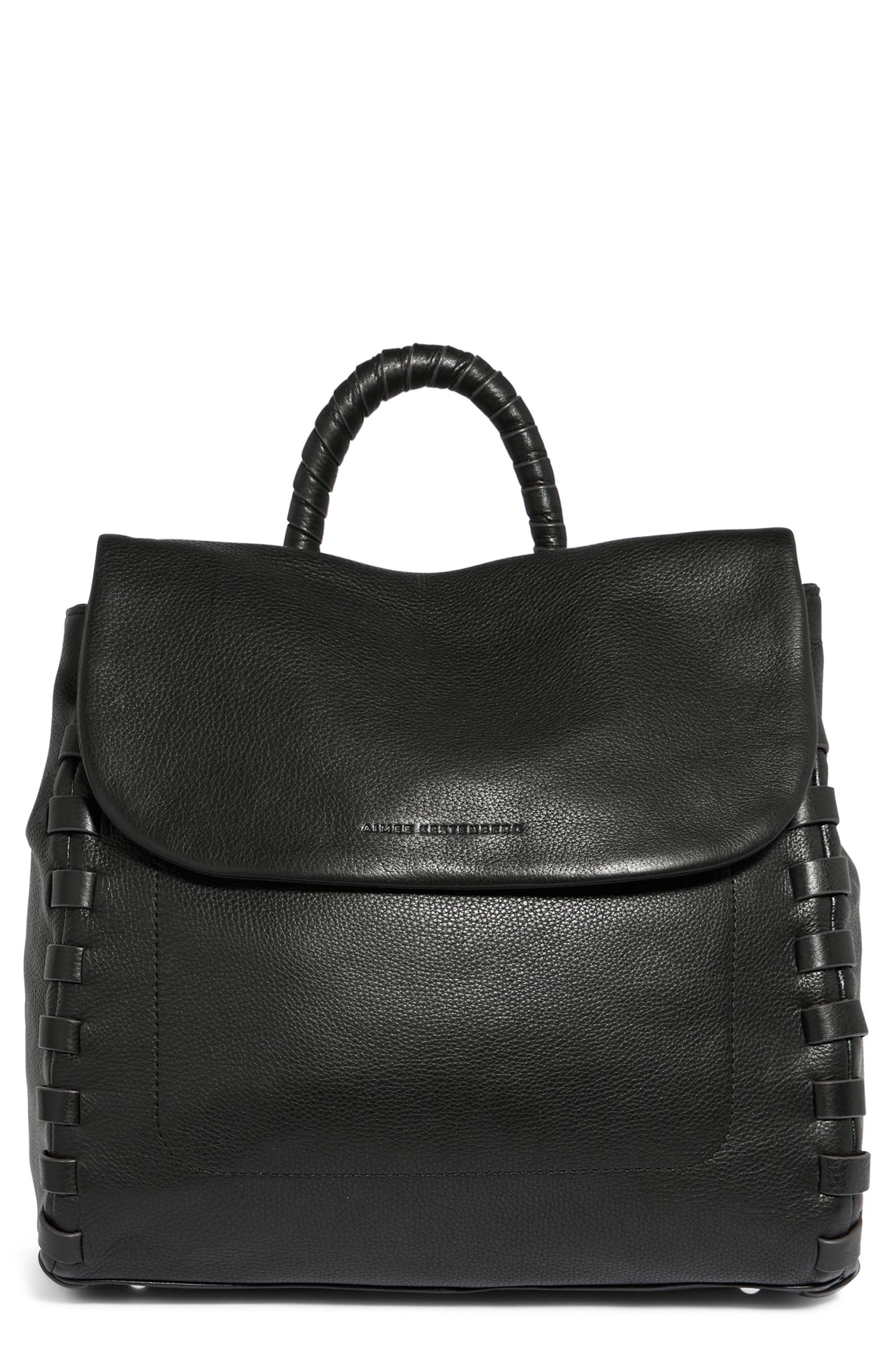 Zen Leather Backpack, Main, color, BLACK