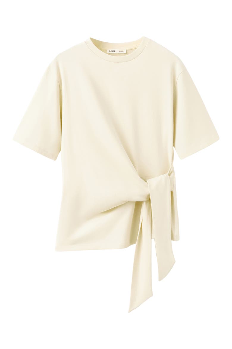 Side Tie Stretch Cotton T-Shirt, Alternate, color, VANILLA