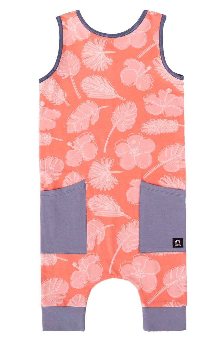 RAGS TO RACHES Hibiscus Print Tank Romper, Main, color,