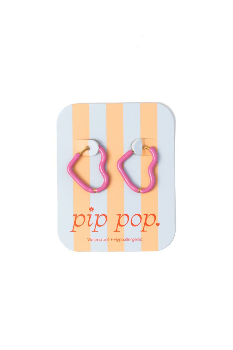 Enamel Heart Hoop, Alternate, color, Pink