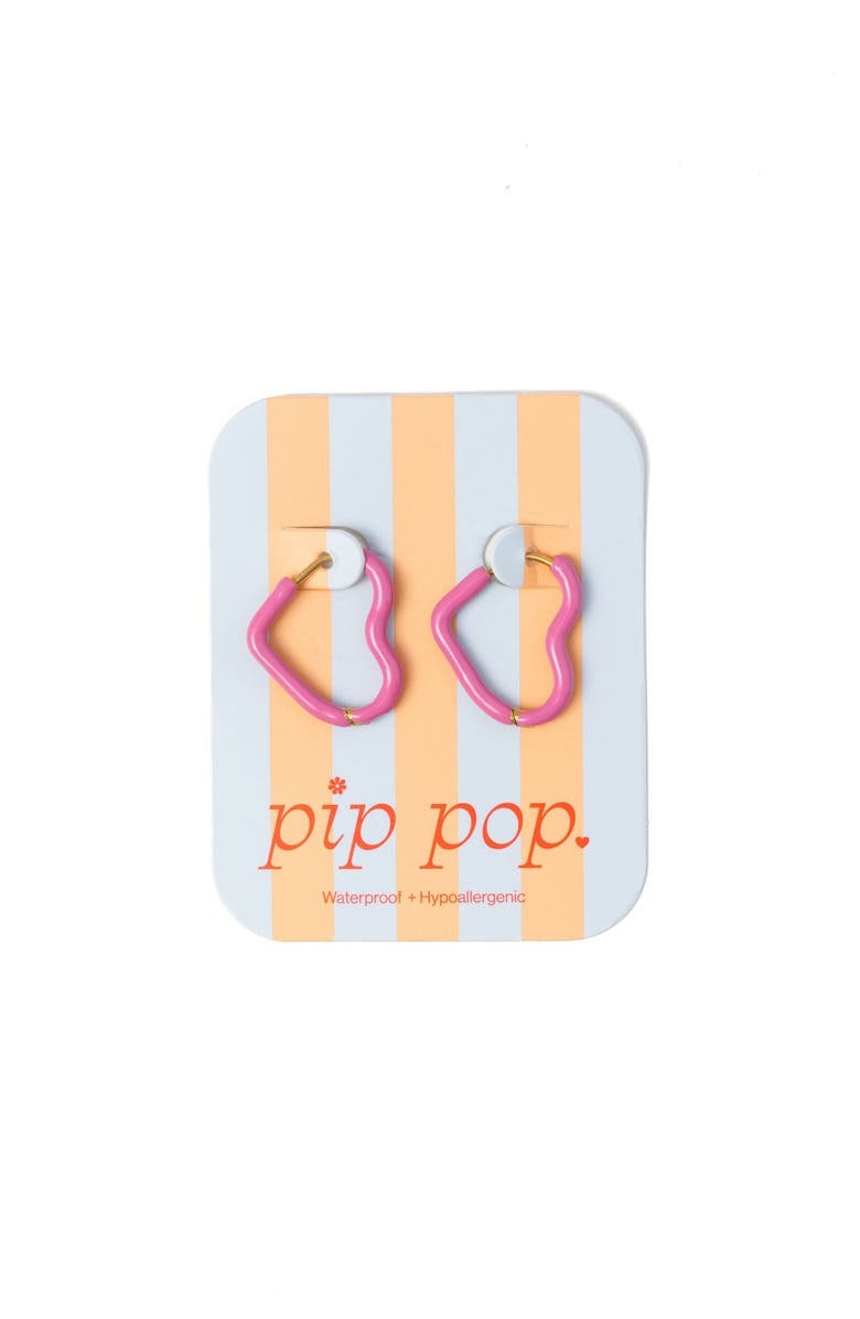 Pip Pop Enamel Heart Hoop, Alternate, color, Pink
