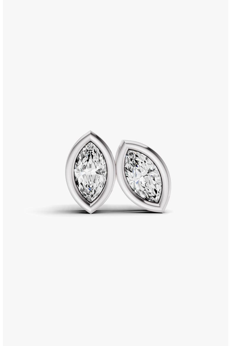 14K Gold Studs 0.25 Carat Marquise Bezel Solitaire, Main, color, White Gold