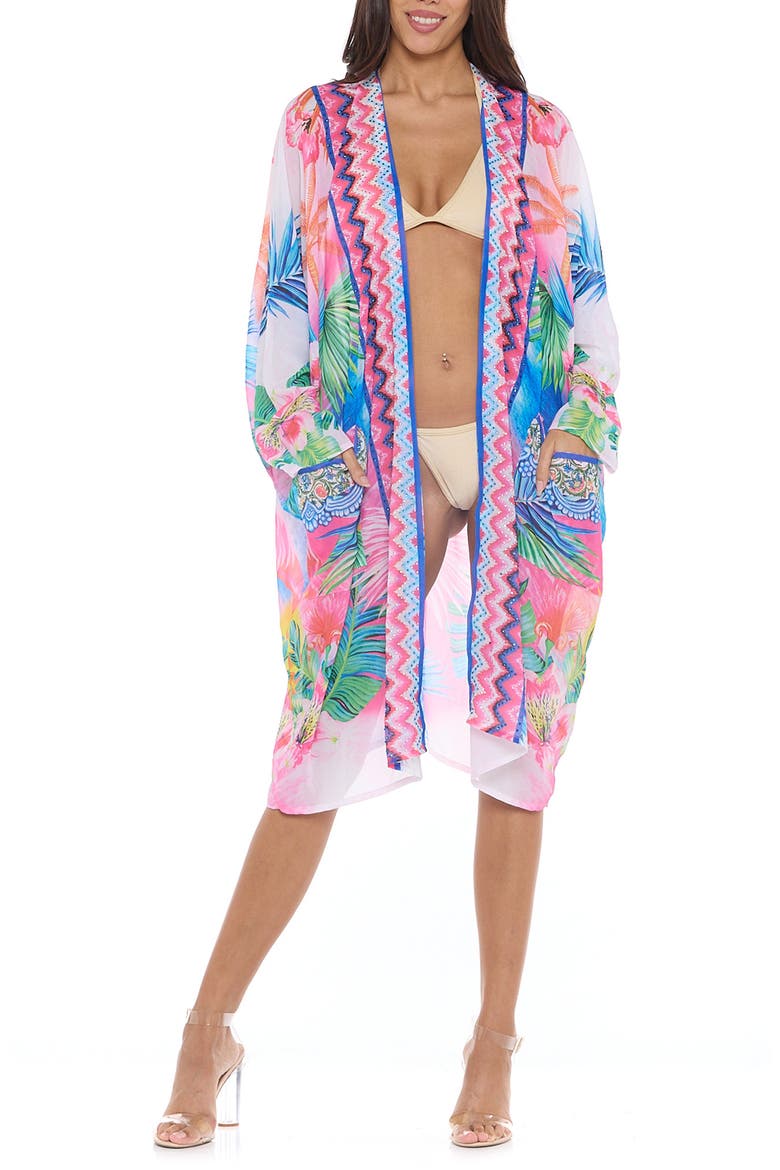 Flamingo Pocket Cover-Up Duster, Main, color, BLUE