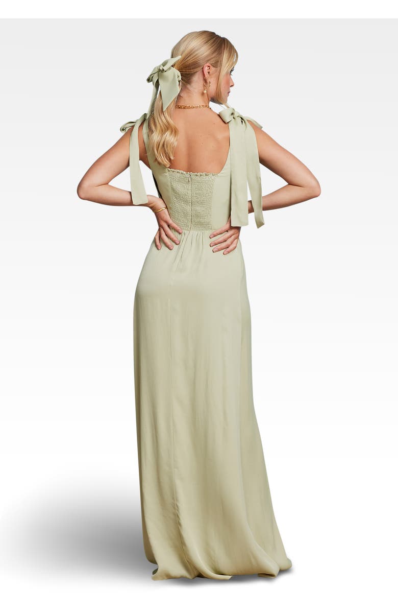 Maids to Measure Allegra Tie Shoulder Bridesmaid Dress, Alternate, color, Sage Green