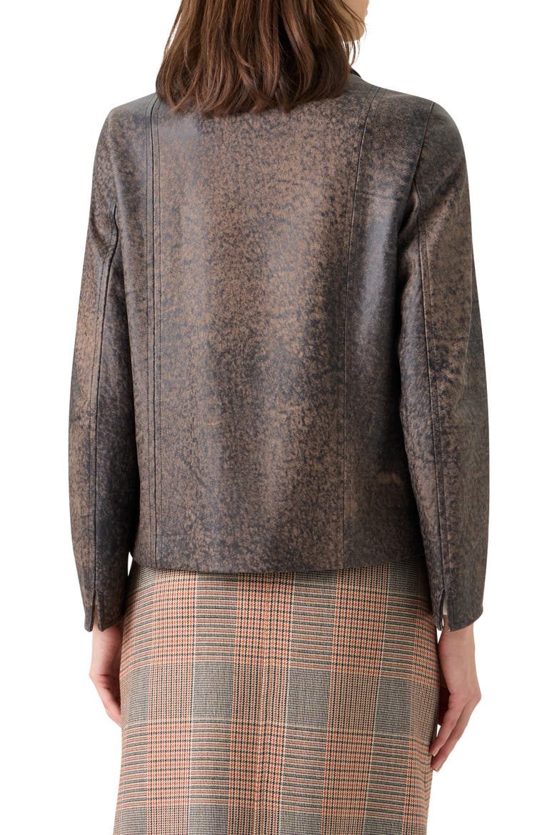 Relaxed Fit Waxed Leather Jacket, Alternate, color, BARK
