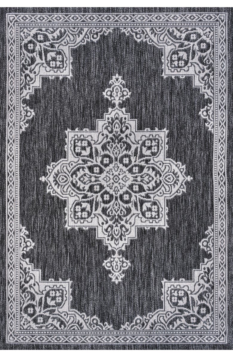 JONATHAN Y Arden Vintage Casual Medallion Indoor/Outdoor Area Rug, Main, color, Dark Gray/Cream