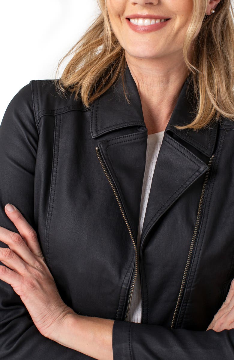 Liverpool Los Angeles Liverpool Clean Coated Denim Moto Jacket, Alternate, color,